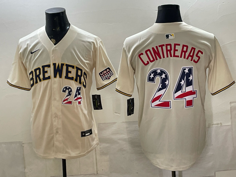 Men 2026 Milwaukee Brewers #24 Contreras cream Game Nike MLB Jersey 0715002->milwaukee brewers->MLB Jersey